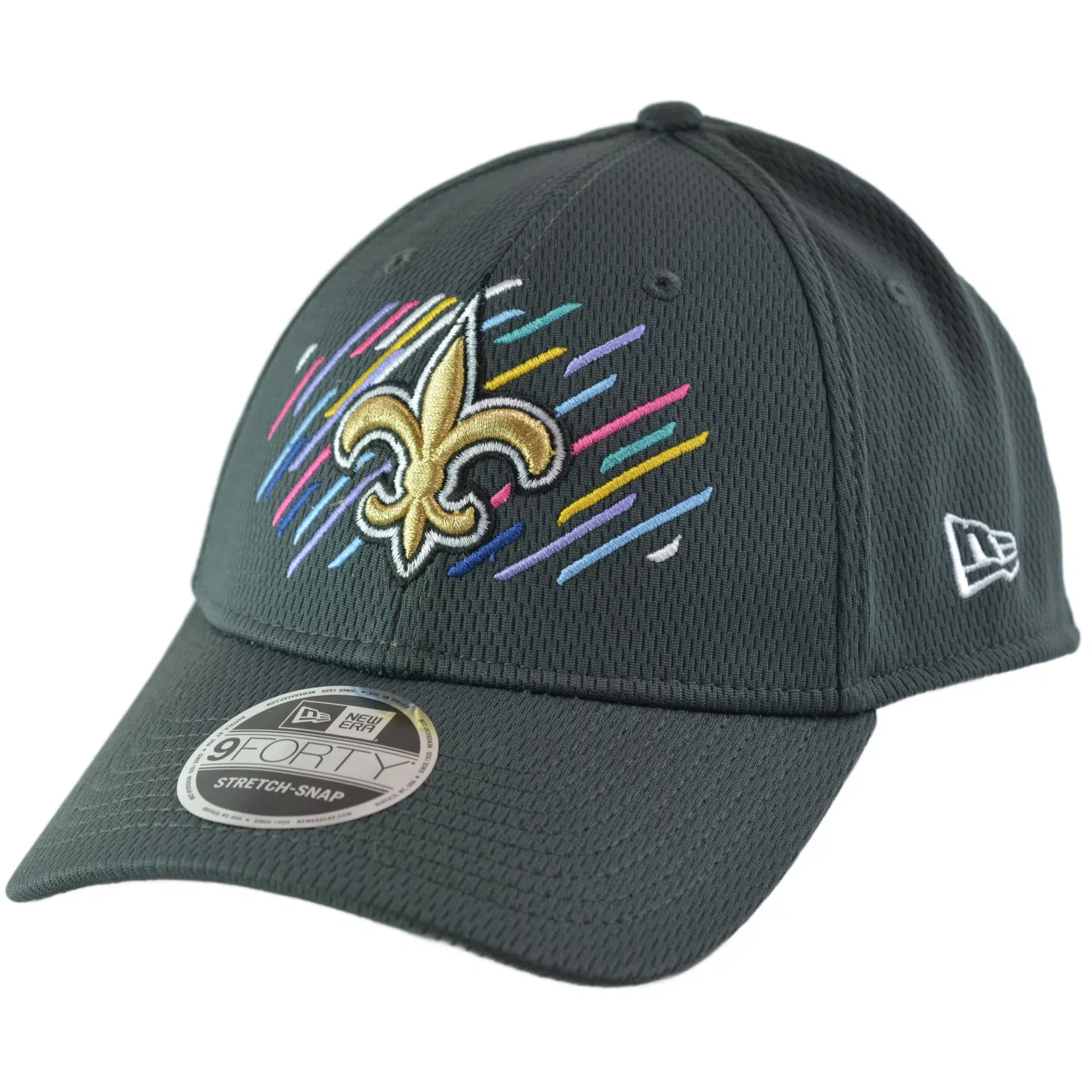 New Orleans Saints New Era 9FORTY BCA Crucial Catch Intercept Cancer Gray NFL Hat