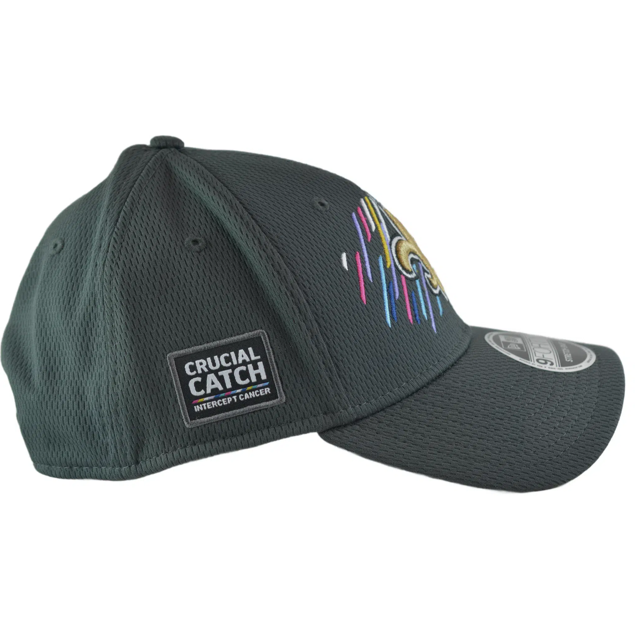 New Orleans Saints New Era 9FORTY BCA Crucial Catch Intercept Cancer Gray NFL Hat