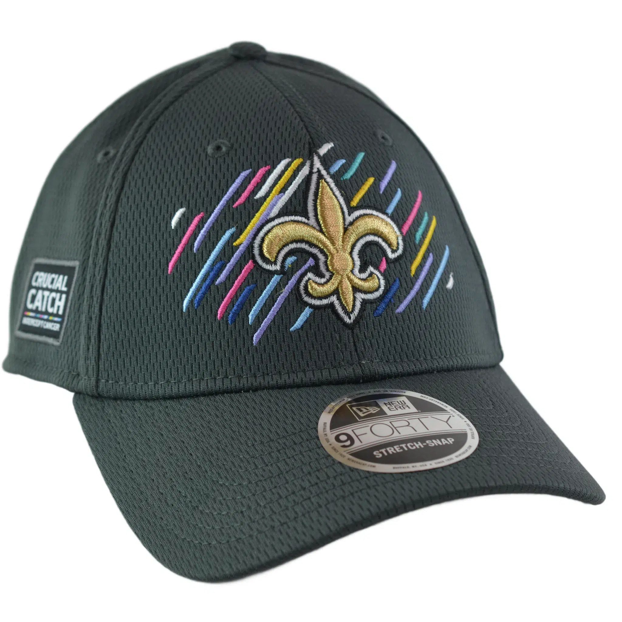 New Orleans Saints New Era 9FORTY BCA Crucial Catch Intercept Cancer Gray NFL Hat