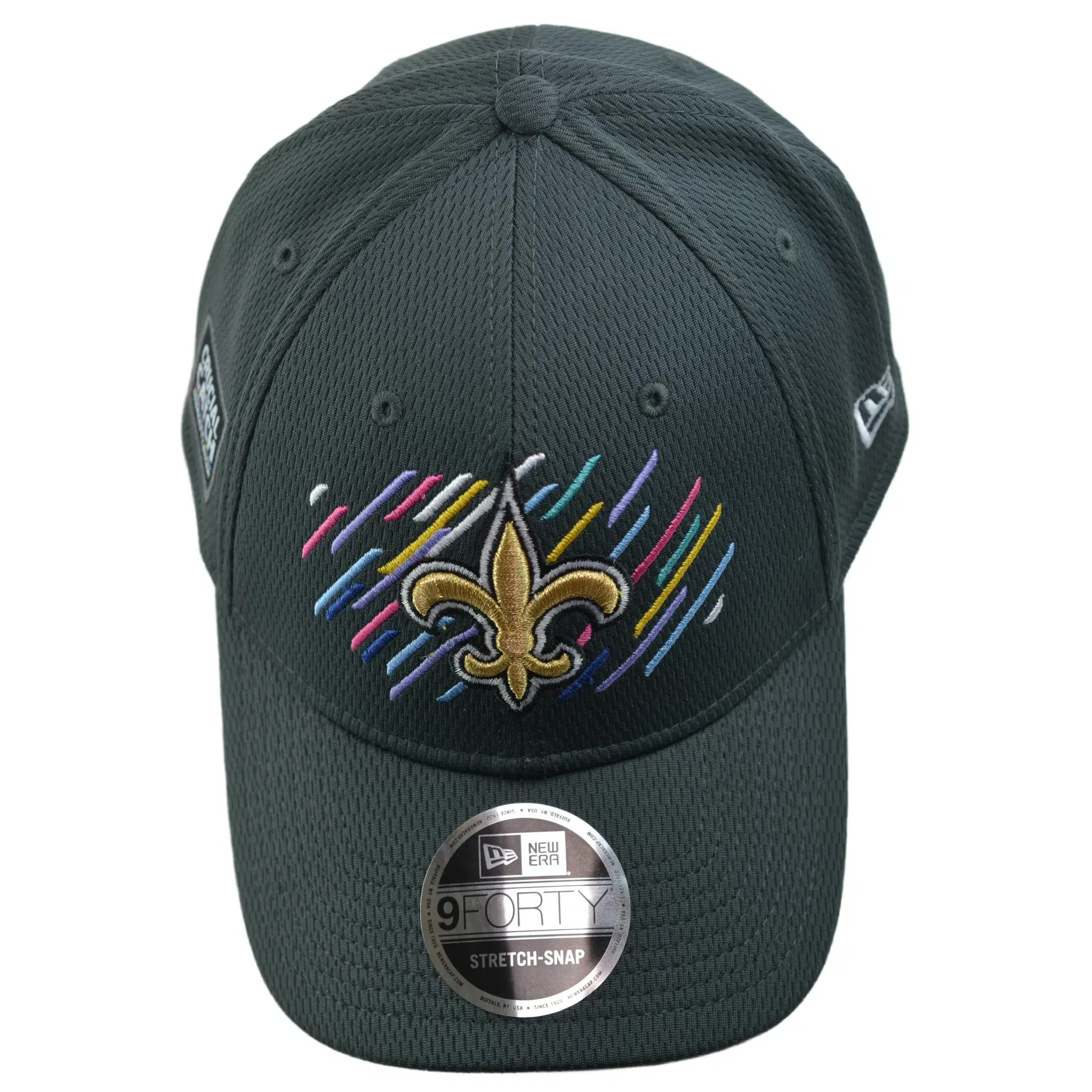 New Orleans Saints New Era 9FORTY BCA Crucial Catch Intercept Cancer Gray NFL Hat