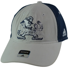 Notre Dame Fighting Irish Women's Bling Relaxed Fit Adjustable White and Blue Hat by Adidas