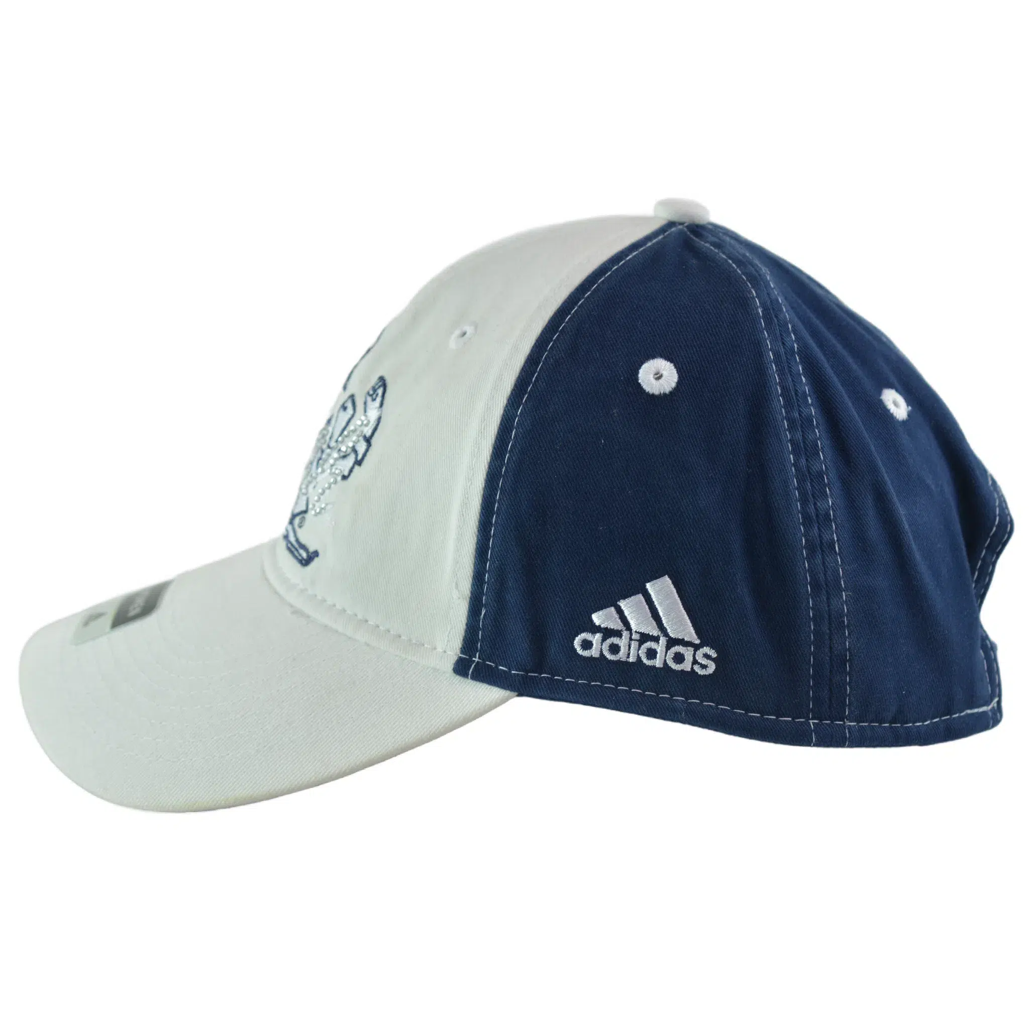 Notre Dame Fighting Irish Women's Bling Relaxed Fit Adjustable White and Blue Hat by Adidas