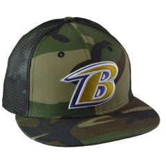 Baltimore Ravens New Era 9FIFTY NFL Alternate Logo Woodland Camo Mesh Back Flat Bill Snapback Hat