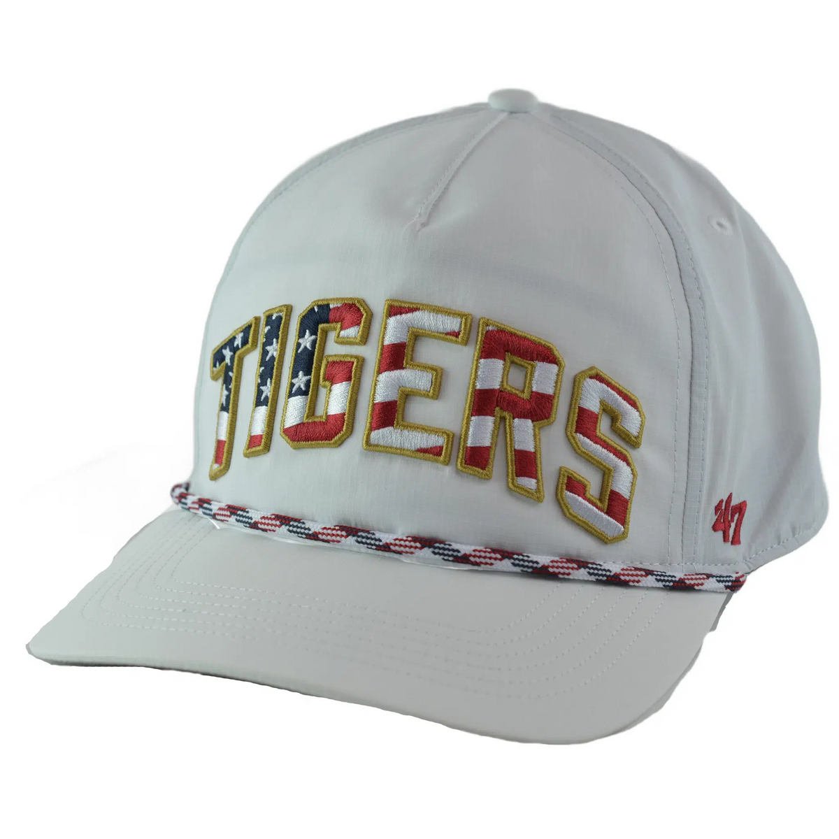 Detroit Tigers '47 Stars & Stripes Flag Flutter Hitch Adjustable Lightweight MLB Captains Hat