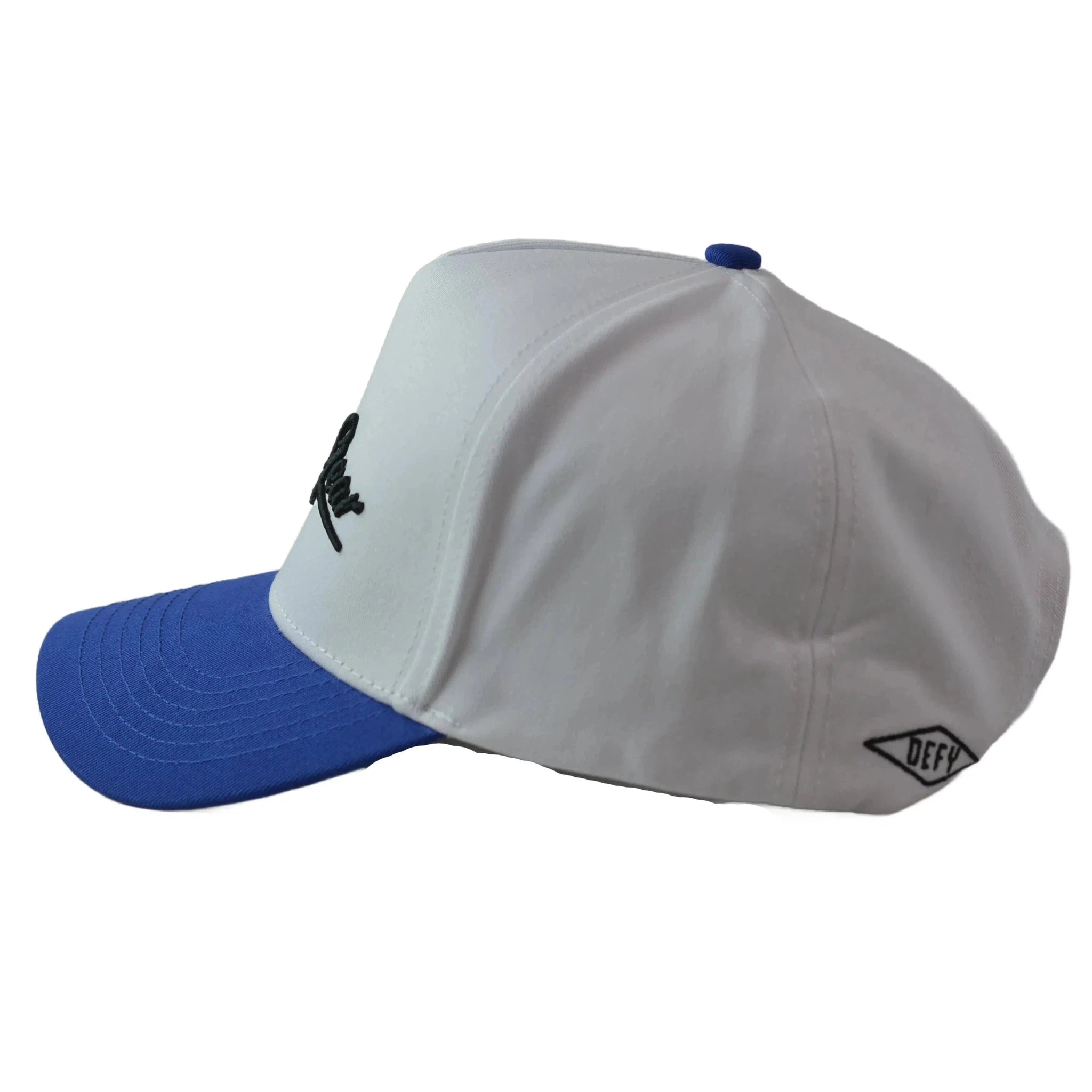 RAWGEAR Gym Gear Varsity Script White and Blue Two-Tone Relaxed Fit Snapback Hat