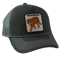 RAWGEAR Gym Gear Tiger Logo Gray Contrast Stitch Trucker Cap Snapback Hat