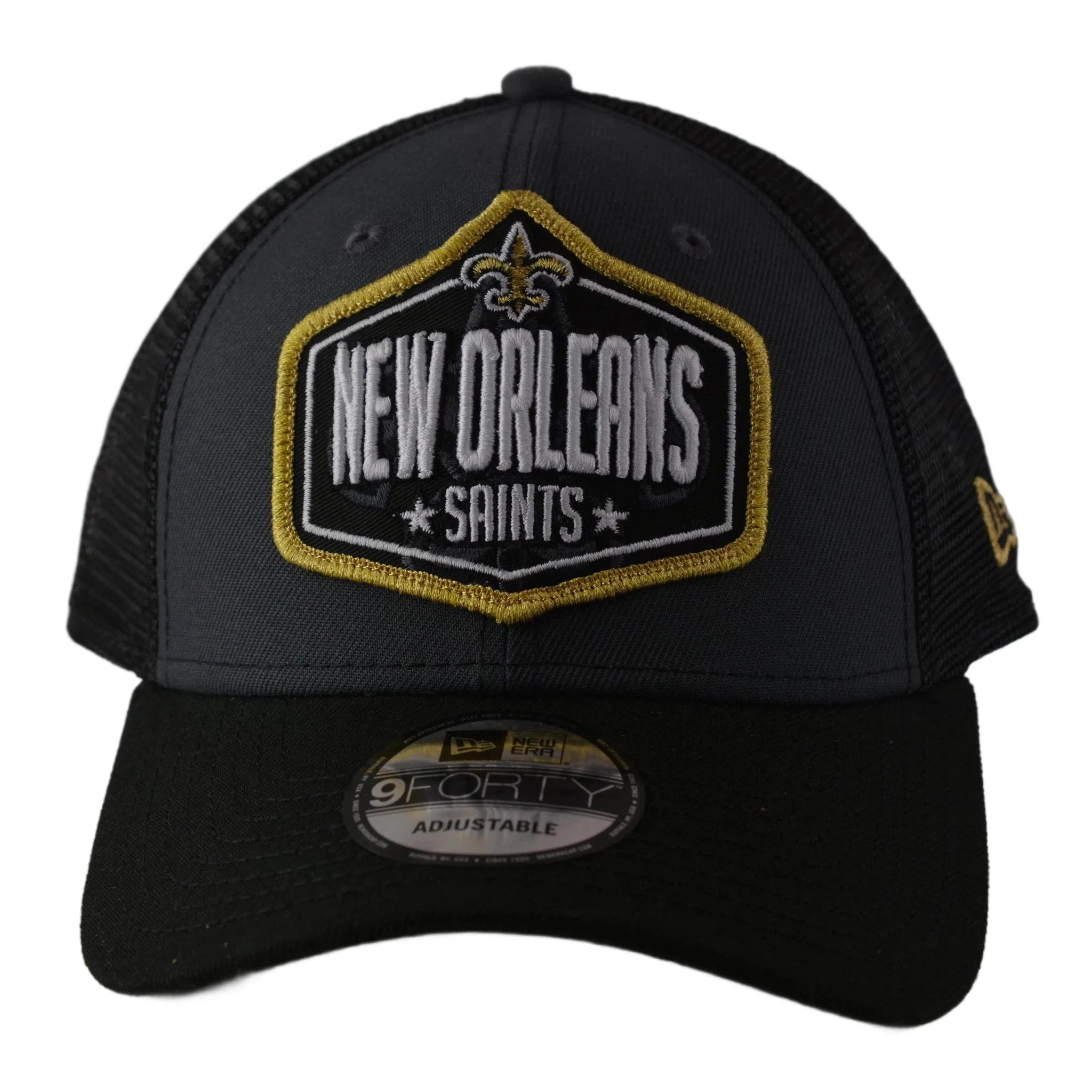 New Orleans Saints New Era 9FORTY NFL Draft 2 Tone Gray & Black Trucker Hat