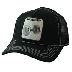 RAWGEAR Gym Gear Dumbbell Patched Logo Black Contrast Stitch Snapback Trucker Hat