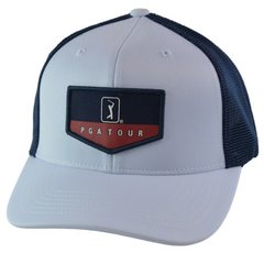 PGA Tour Pro Series Lightweight White & Blue Adjustable Golf Hat