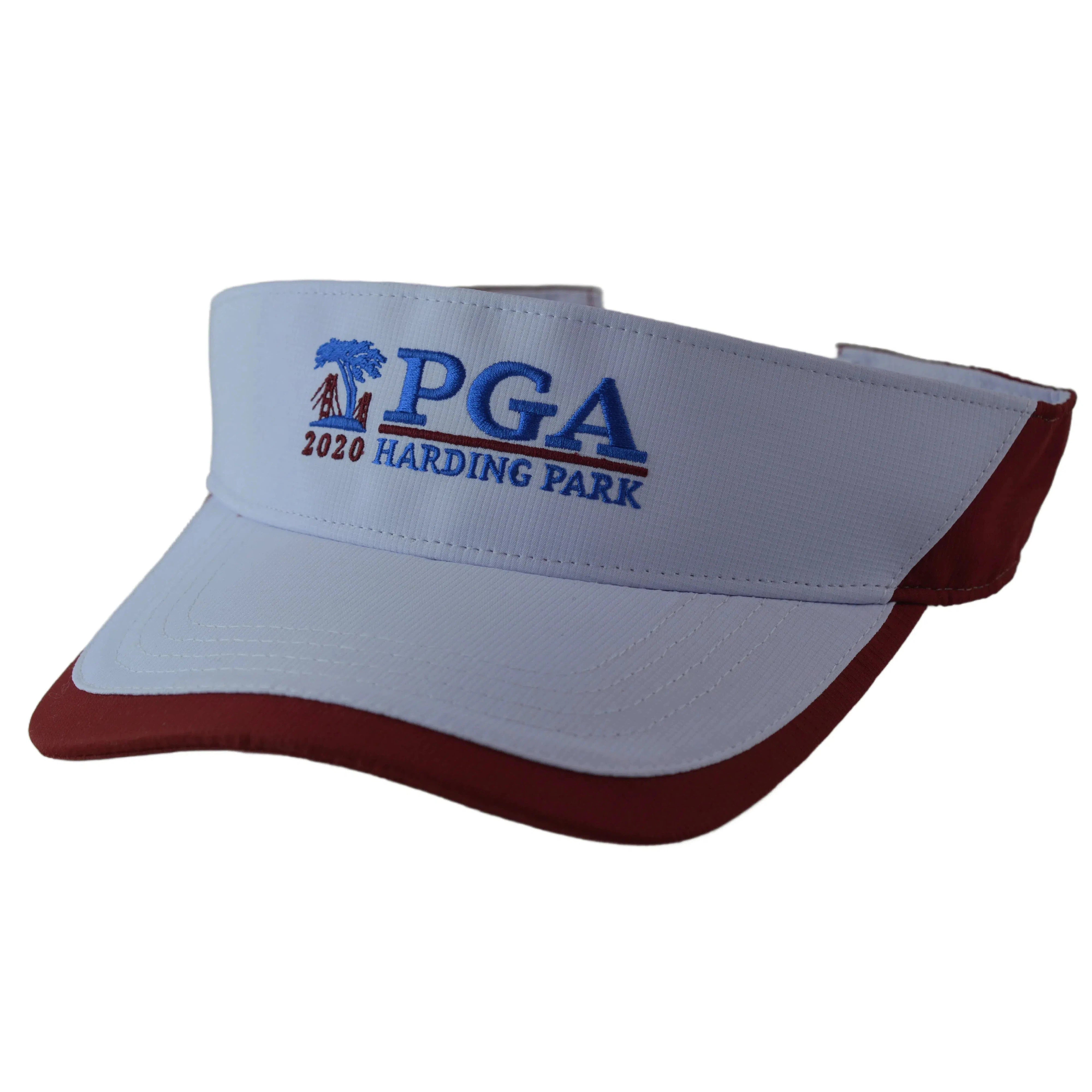 PGA Harding Park Hi Performance 2-Tone White & Burgundy Golf Sun Visor by Ahead