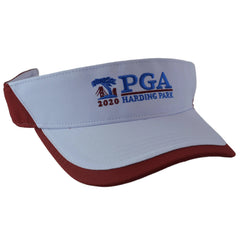 PGA Harding Park Hi Performance 2-Tone White & Burgundy Golf Sun Visor by Ahead