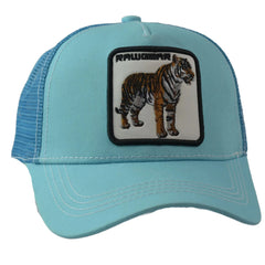 RAWGEAR Gym Gear Tiger Logo Light Blue Contrast Stitch Trucker Cap Snapback Hat