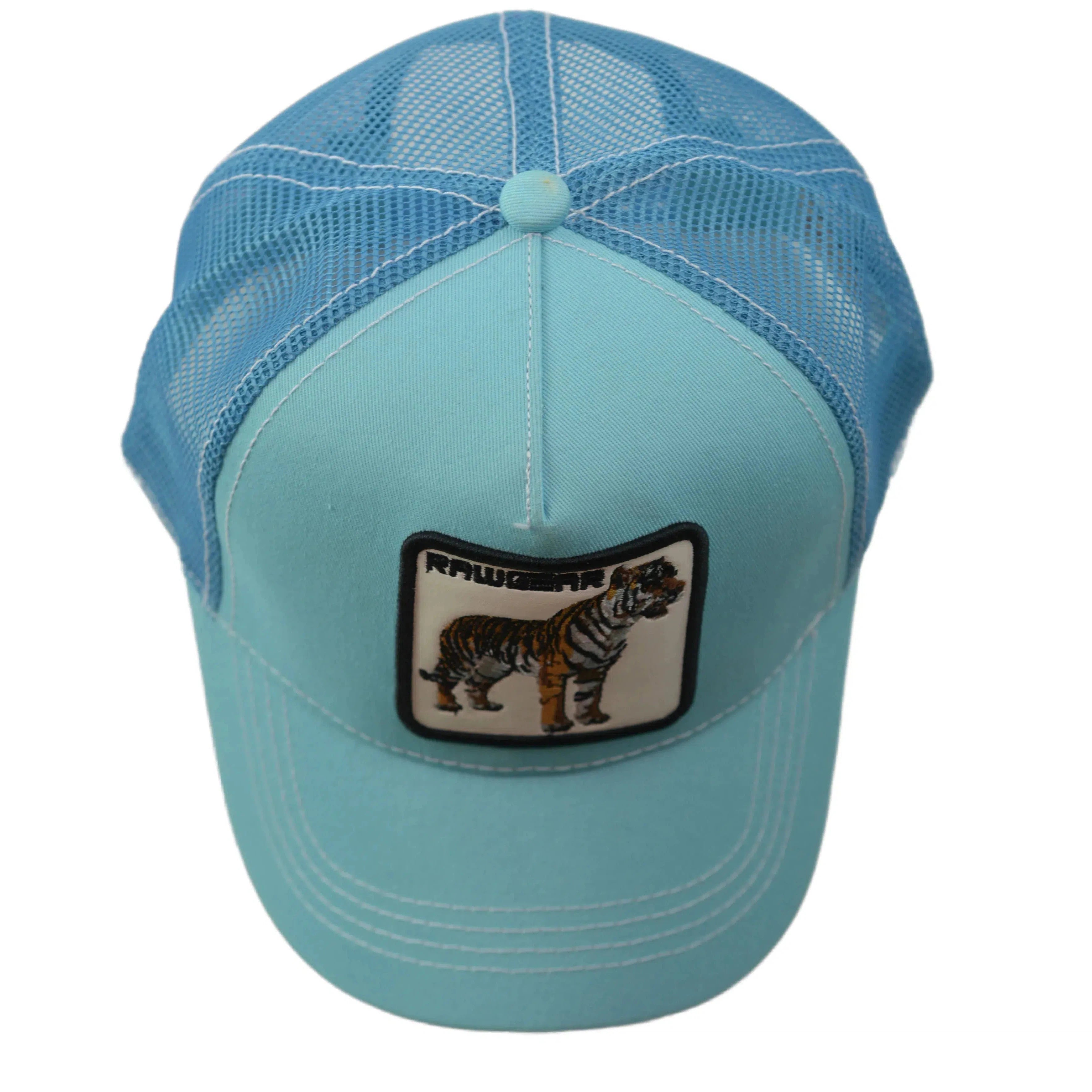 RAWGEAR Gym Gear Tiger Logo Light Blue Contrast Stitch Trucker Cap Snapback Hat