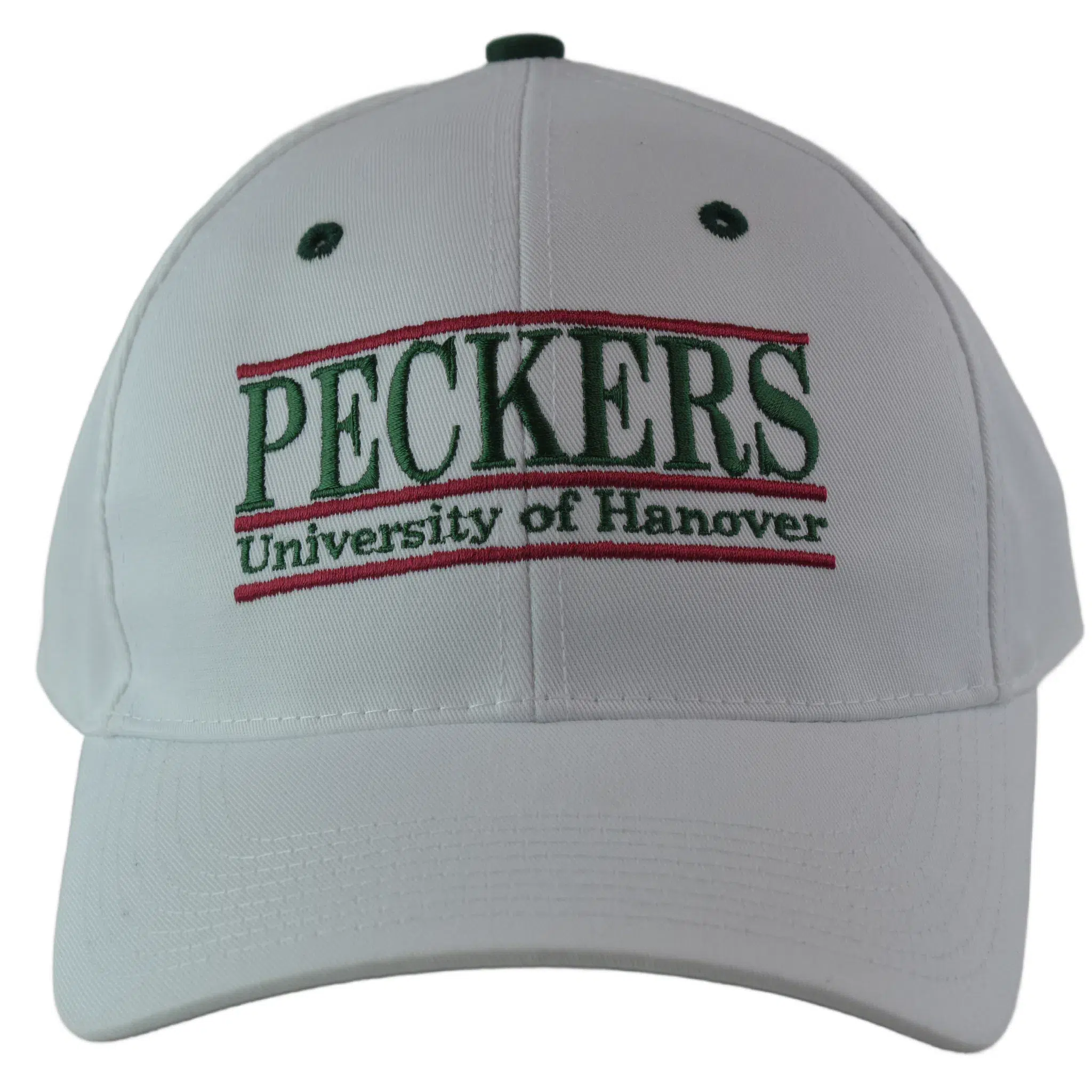 University of Hanover Peckers NCAA 3 Bar Team Logo White Adjustable Hat by The Game