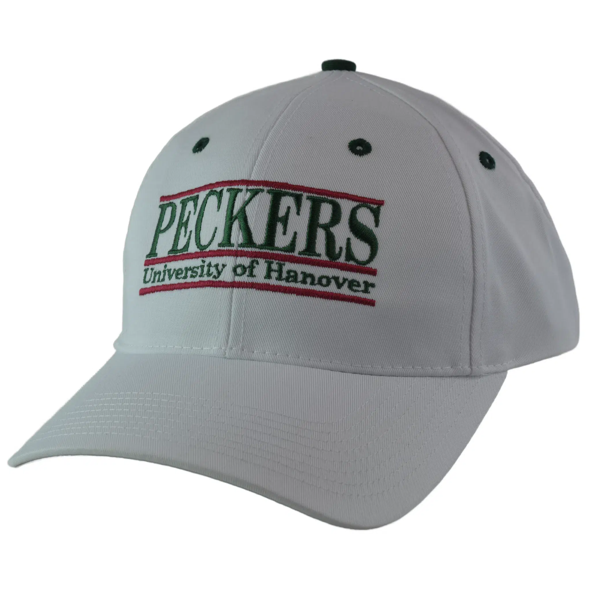 University of Hanover Peckers NCAA 3 Bar Team Logo White Adjustable Hat by The Game