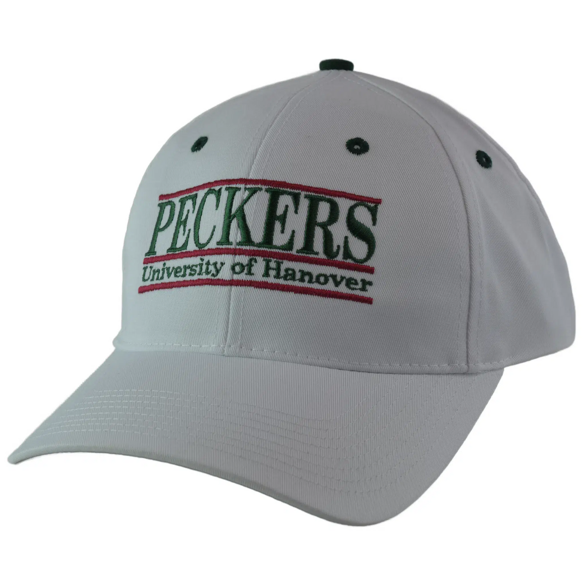 University of Hanover Peckers NCAA 3 Bar Team Logo White Adjustable Hat by The Game