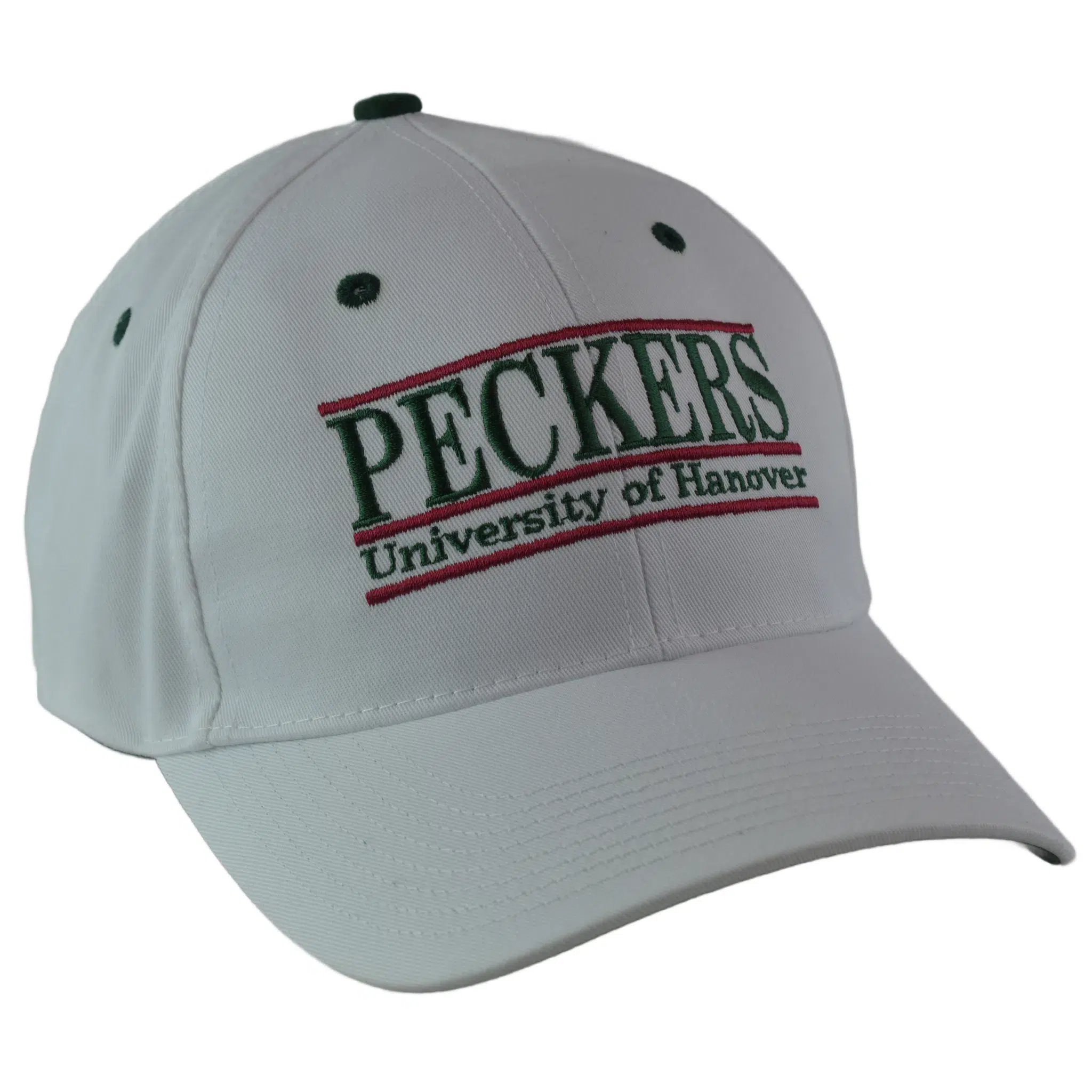 University of Hanover Peckers NCAA 3 Bar Team Logo White Adjustable Hat by The Game