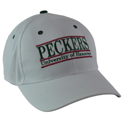 University of Hanover Peckers NCAA 3 Bar Team Logo White Adjustable Hat by The Game