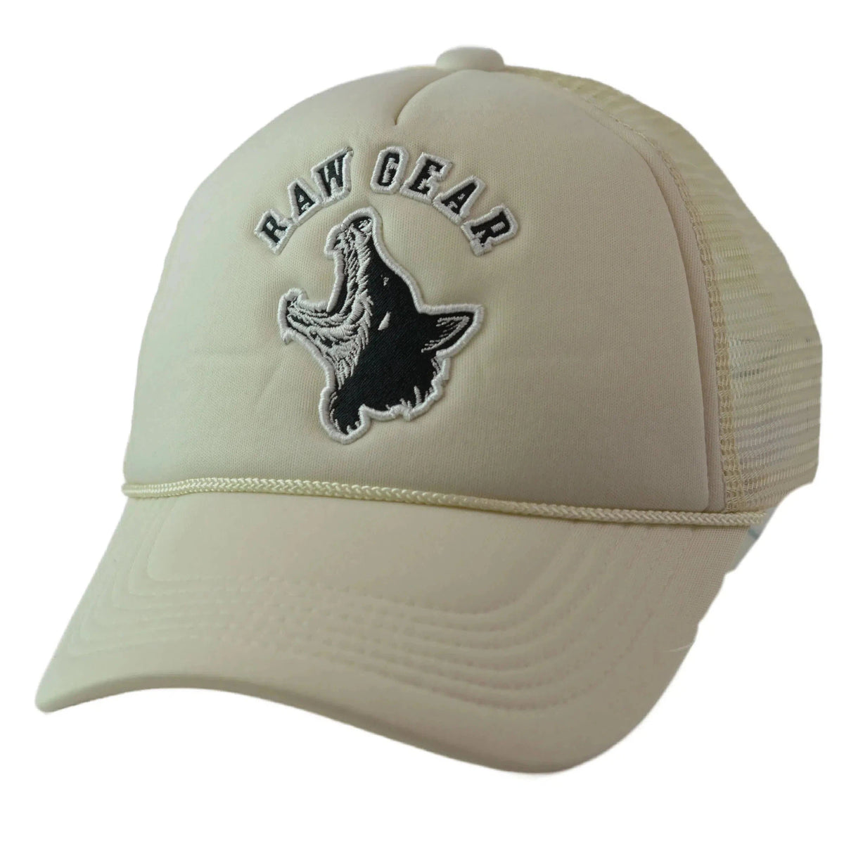 RAWGEAR Gym Gear "Wolf Pack" Off White Classic Foam Snapback Trucker Hat