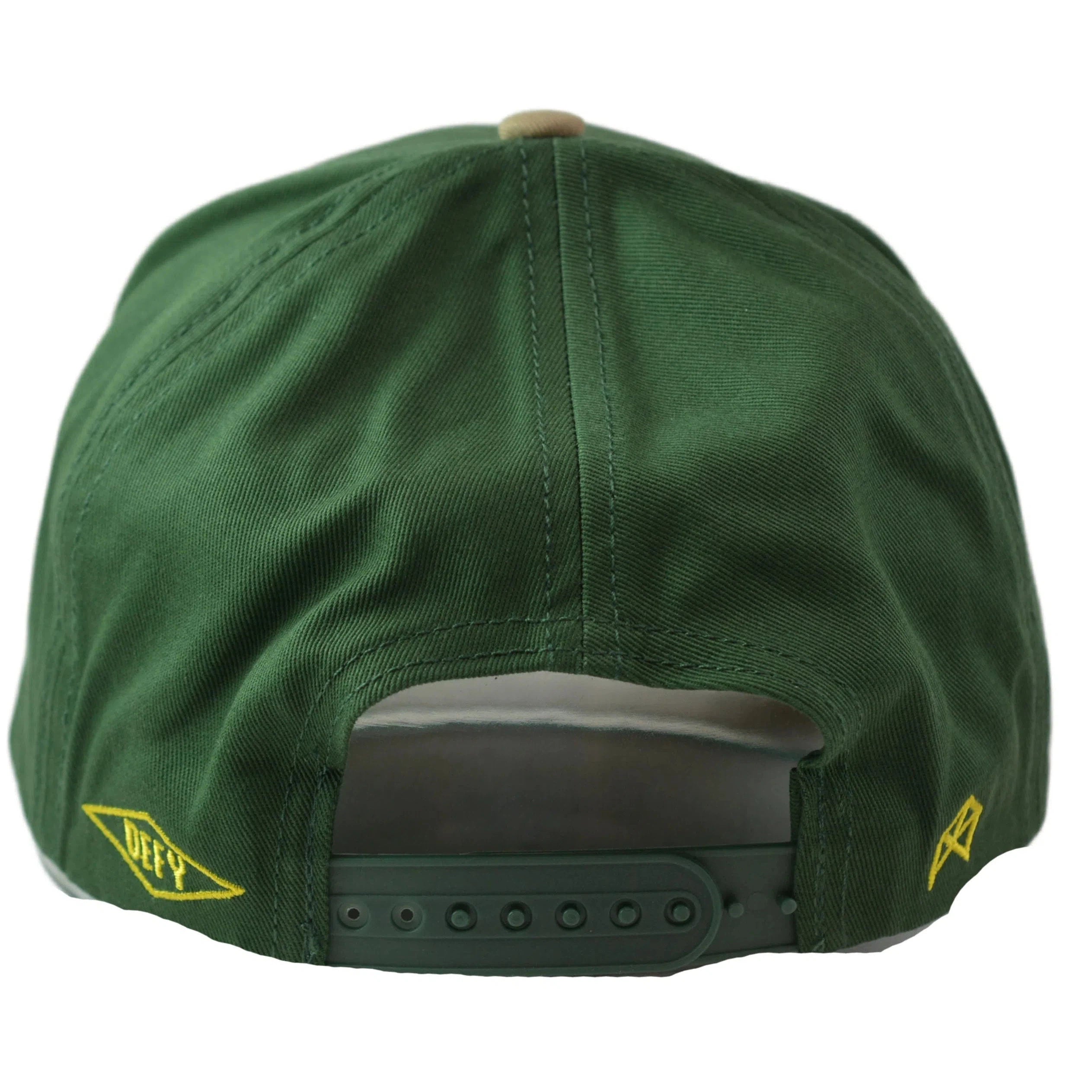 RAWGEAR Gym Gear Varsity Script Dark Green and Khaki Two-Tone Relaxed Fit Snapback Hat