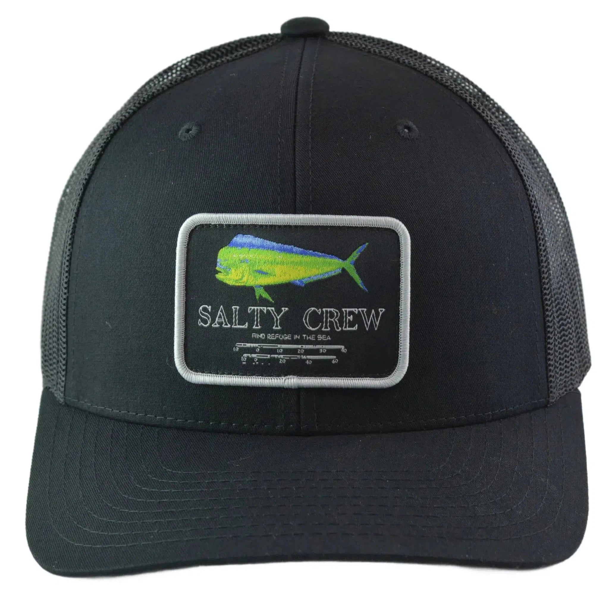 Salty Crew Mahi Mount Retro Trucker Adjustable Mesh Back Black Snapback Hat