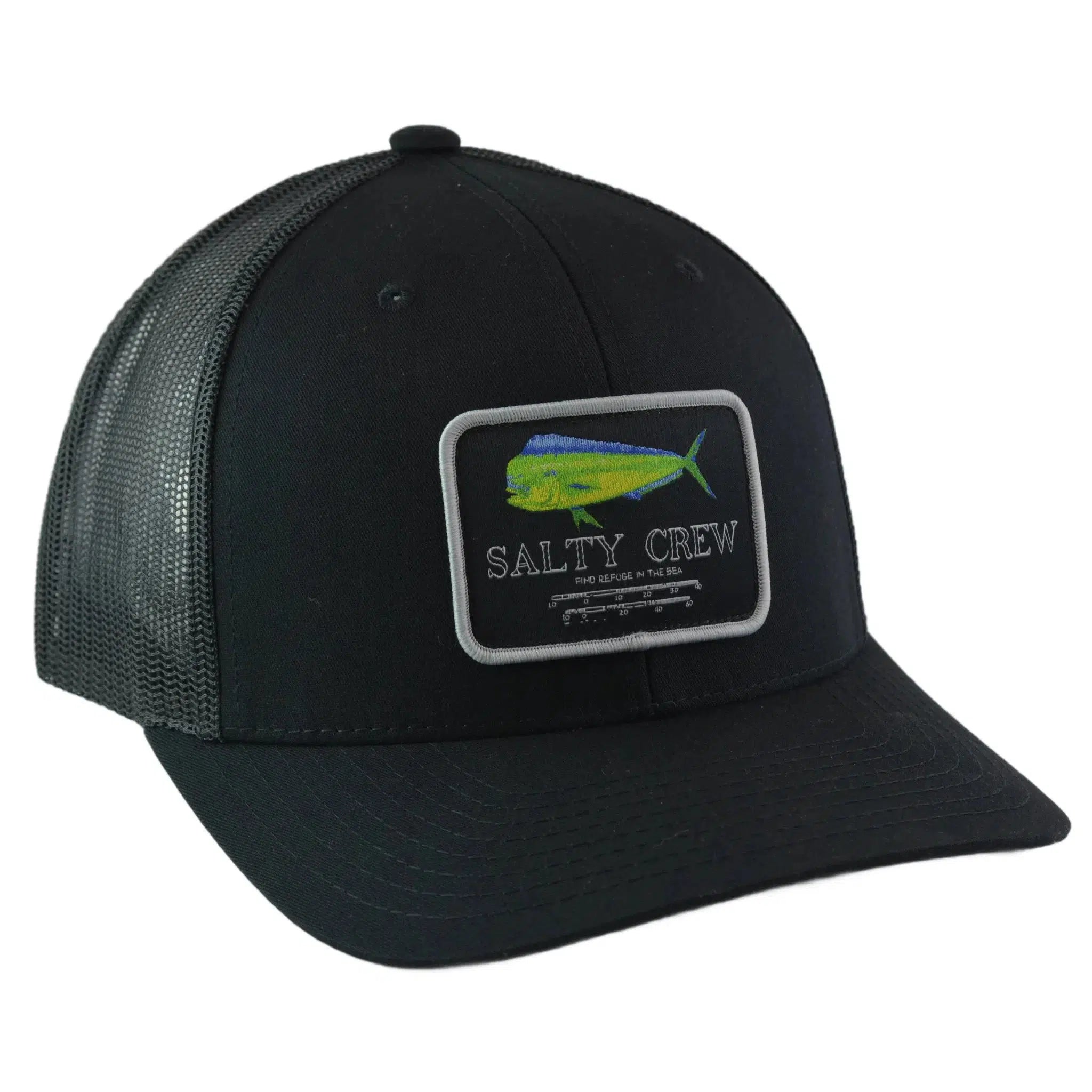 Salty Crew Mahi Mount Retro Trucker Adjustable Mesh Back Black Snapback Hat