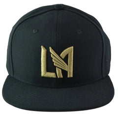 LAFC MLS Soccer Black LAFC Flat Bill Snapback Hat by Fanatics