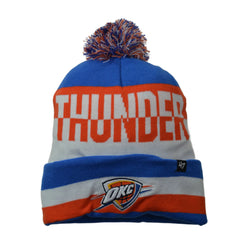 '47 Oklahoma City Thunder OKC NBA Split Text Knit Cuffed Beanie, Winter Hat with Pom