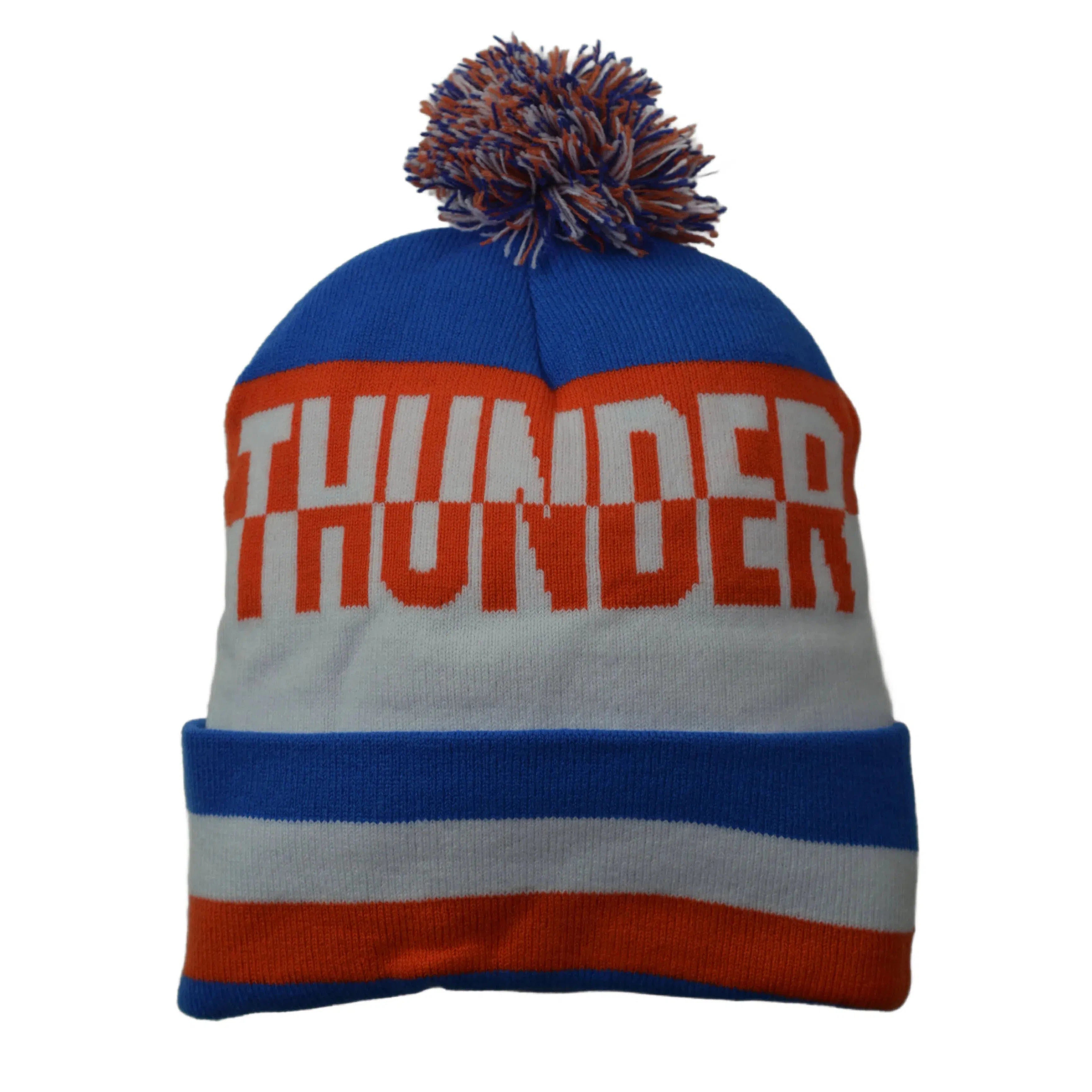 '47 Oklahoma City Thunder OKC NBA Split Text Knit Cuffed Beanie, Winter Hat with Pom