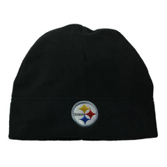 Pittsburgh Steelers Officially Licensed NFL Team Logo Cuff-less Black Fleece Beanie, Winter Hat