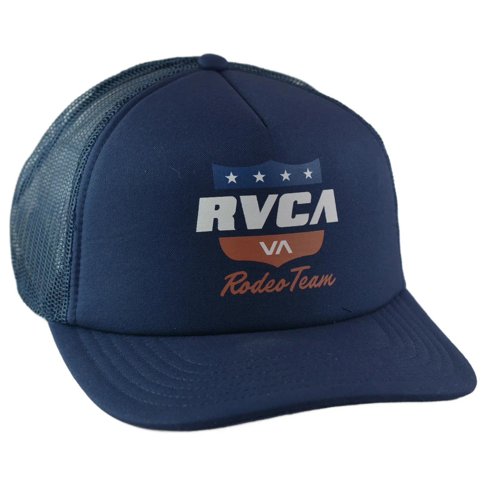 RVCA Rodeo Team Adjustable Navy Blue Trucker Mesh Back Baseball Hat