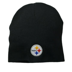 Pittsburgh Steelers Officially Licensed NFL Team Logo Cuff-less Knit Black Beanie, Winter Hat