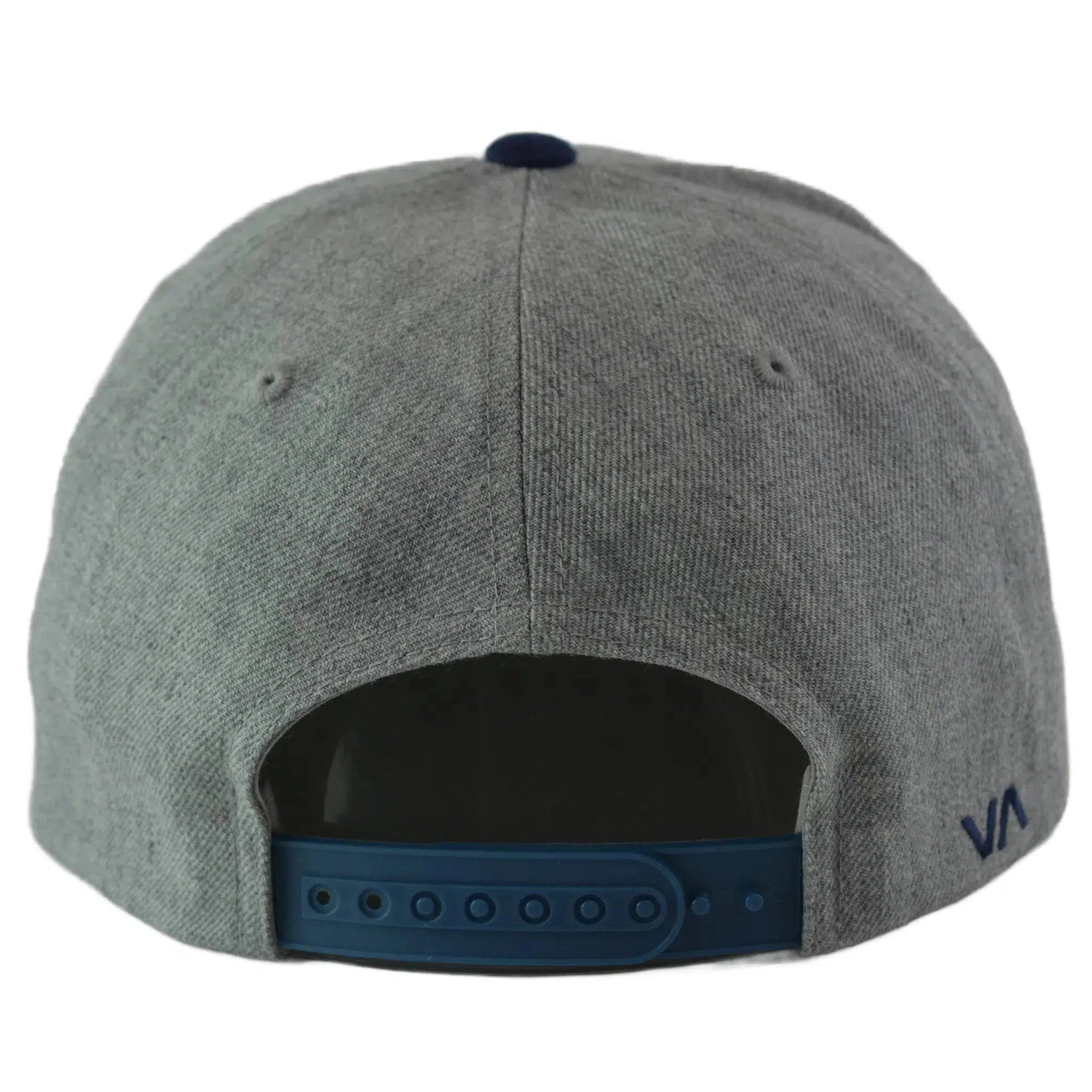 RVCA Twill Heather Gray & Navy Blue Logo 2 Tone Adjustable Flat Bill Hat Men's Snapback Cap