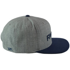 RVCA Twill Heather Gray & Navy Blue Logo 2 Tone Adjustable Flat Bill Hat Men's Snapback Cap