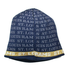 St. Louis, LA Rams Reebok Team Logo Repeating Name Legacy NFL Beanie Winter Hat