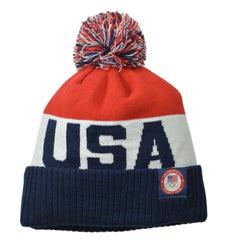 Team USA Nike Olympic Team Red, White & Blue Knit Beanie Winter Hat with Pom