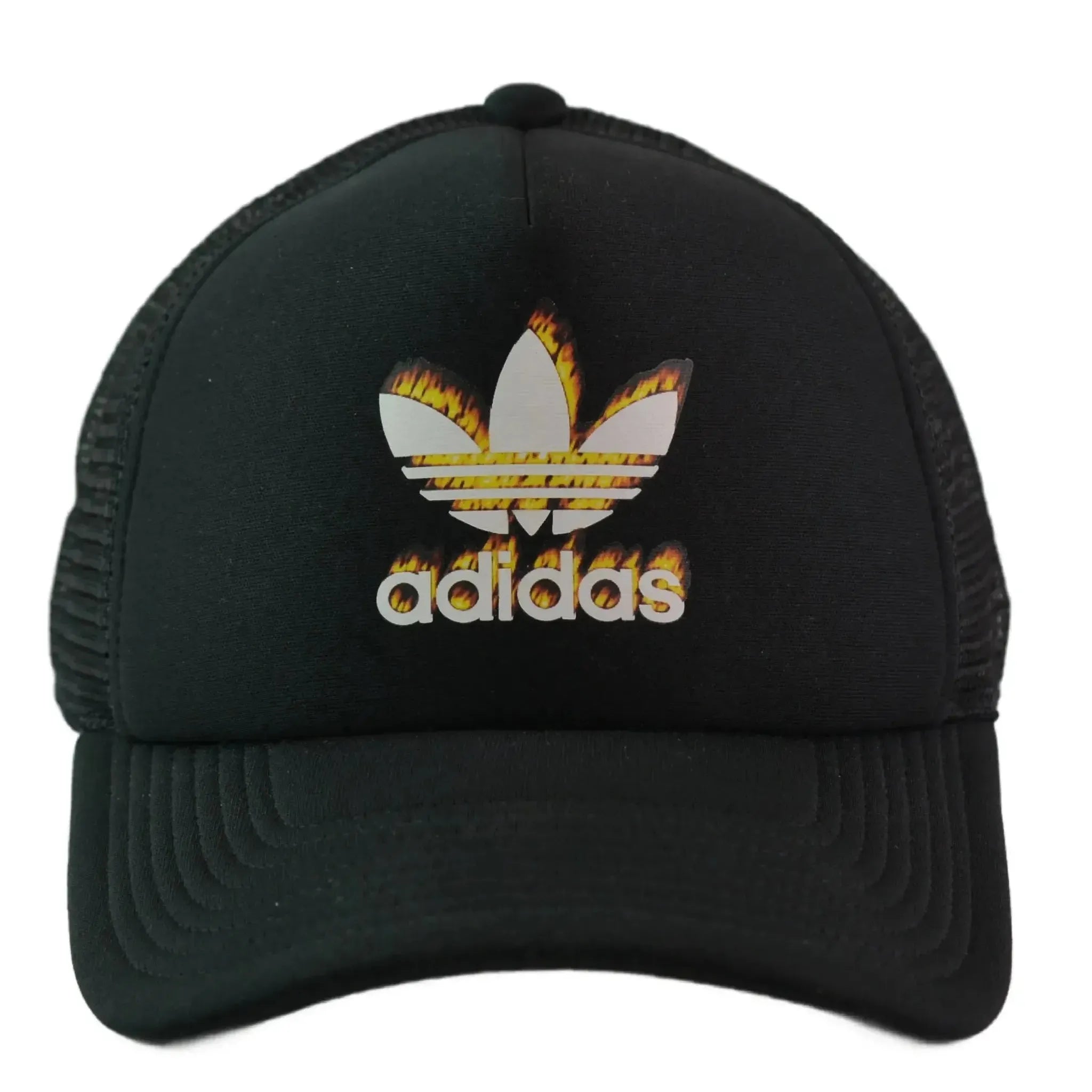 Adidas Trefoil Fire Mesh Trucker Hat –  Unisex Black Snapback Cap