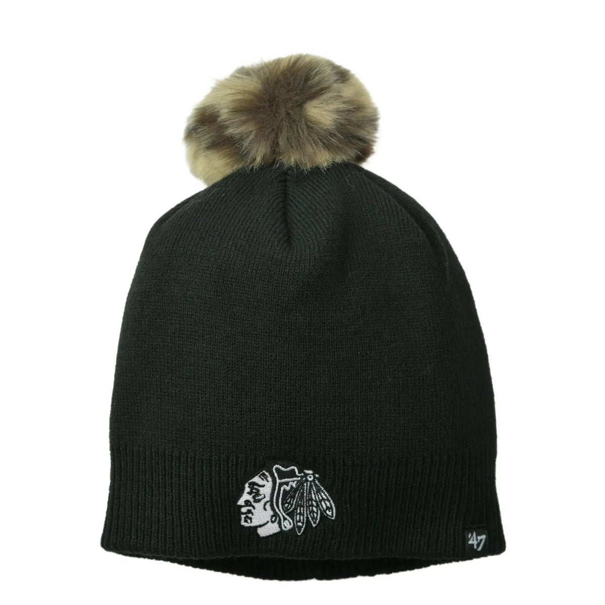 Chicago Blackhawks '47 Serengeti Women's NHL Hockey Team Fur Pom Winter Hat