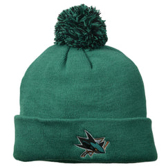 San Jose Sharks Zephyr NHL Hockey Eclipse Knit Cuffed Beanie Winter Hat with Pom