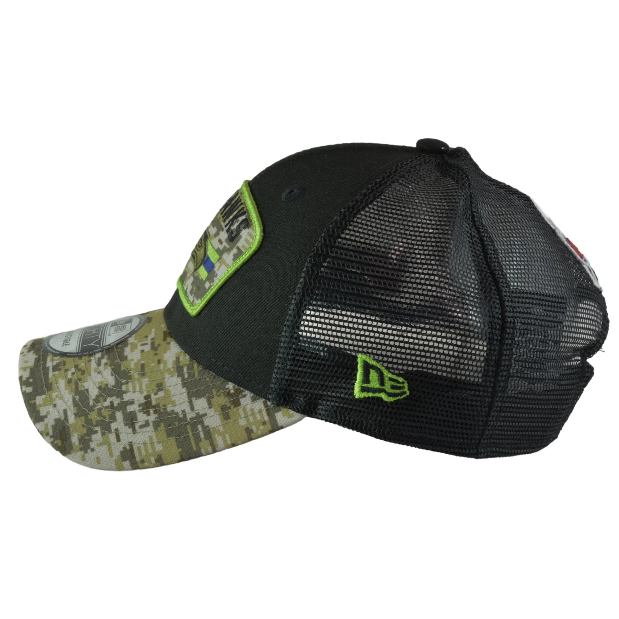 Seattle Seahawks New Era 940 Salute To Service Black/Camo Mesh Back Adjustable Men's Snapback Hat