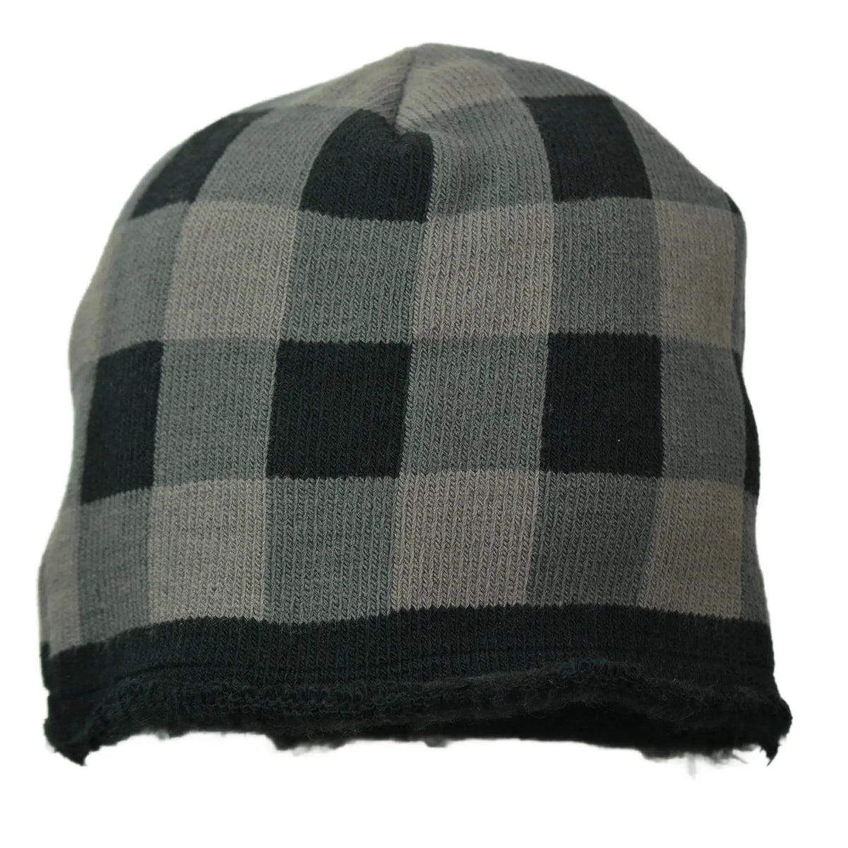 Grey Buffalo Plaid Muk Luks Heat Retainer Thermal Knit Beanie Winter Hat