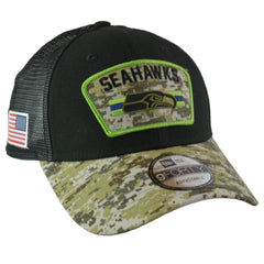 Seattle Seahawks New Era 940 Salute To Service Black/Camo Mesh Back Adjustable Men's Snapback Hat