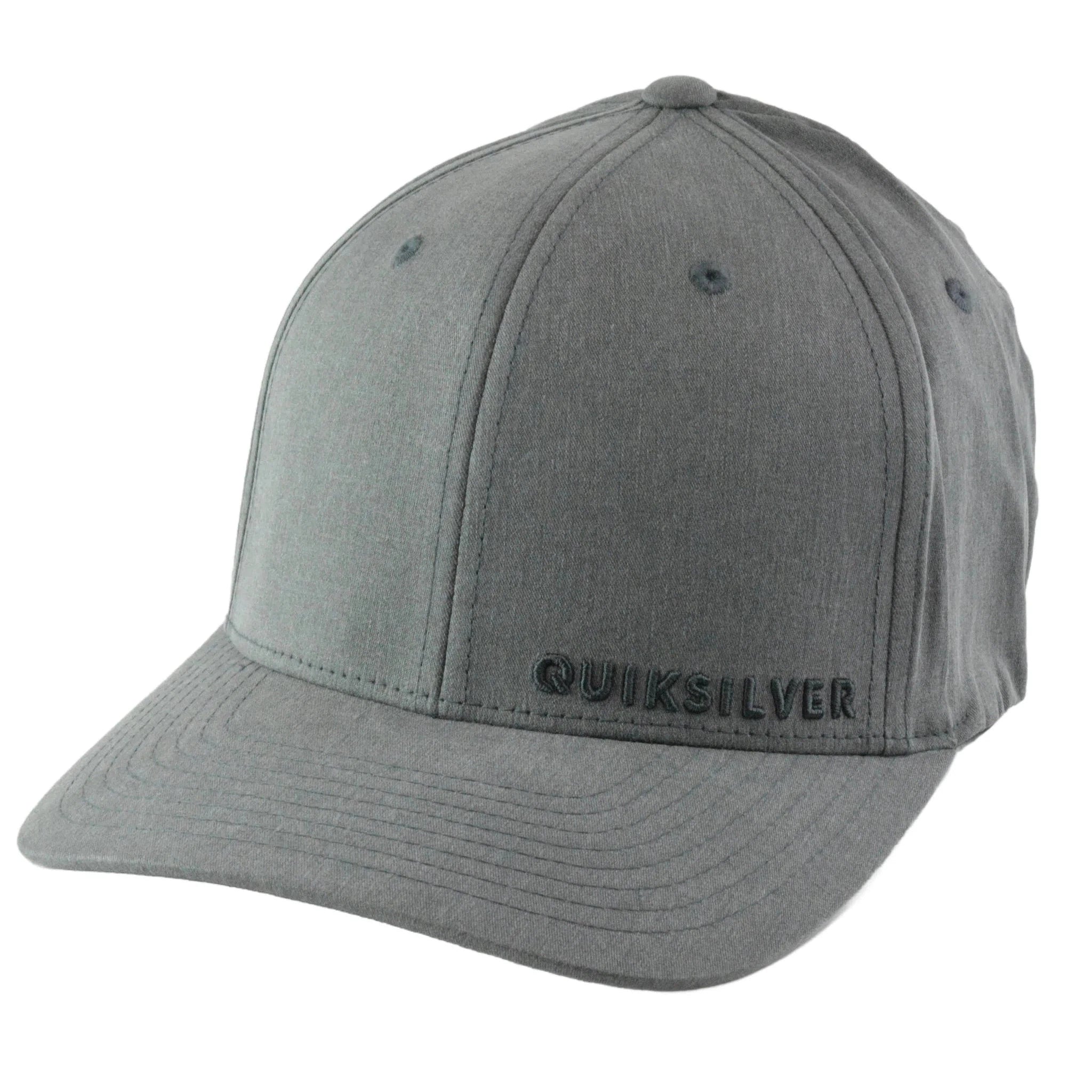 Quiksilver Surf Style Sidestay Logo Charcoal Gray & Black Flex FIt Hat