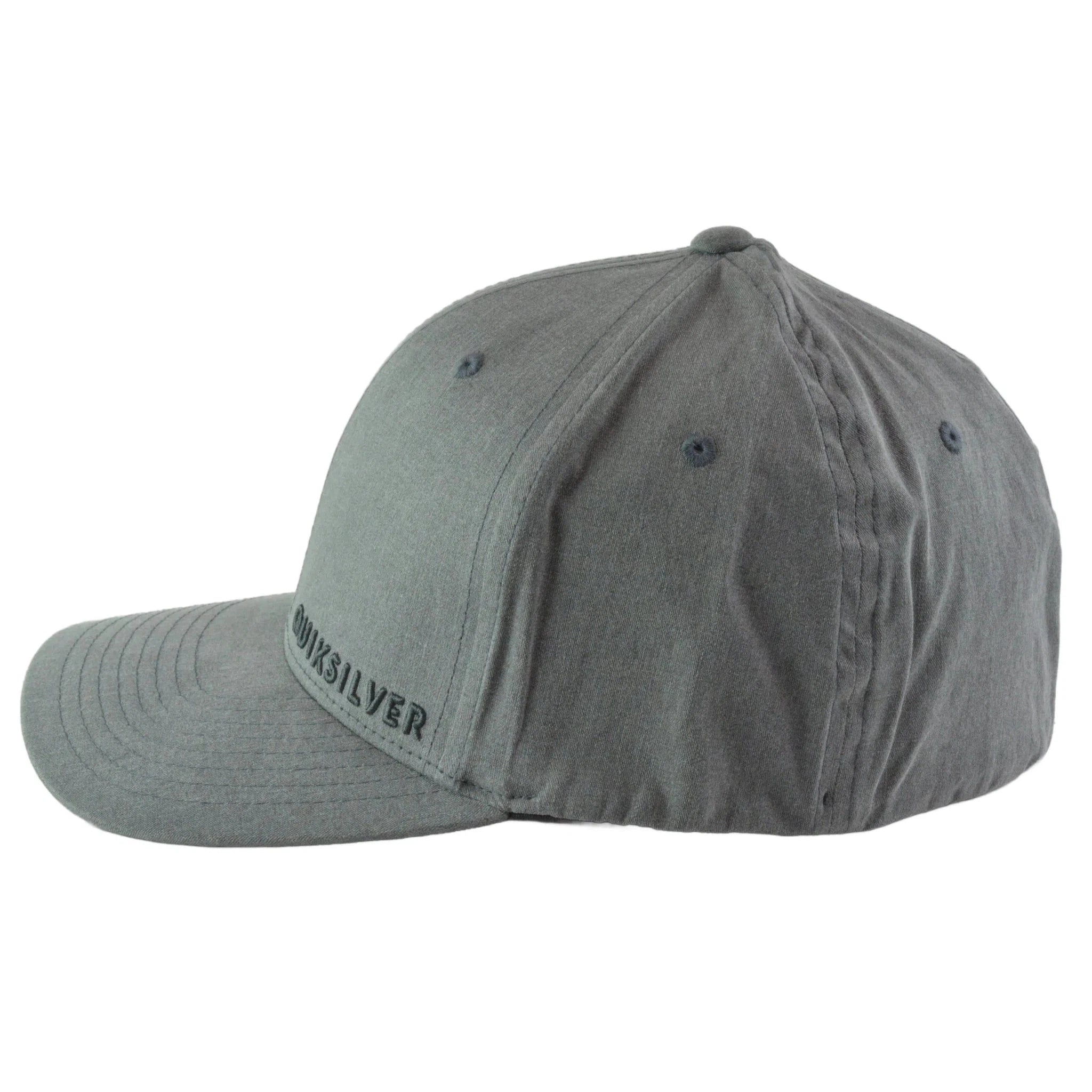 Quiksilver Surf Style Sidestay Logo Charcoal Gray & Black Flex FIt Hat