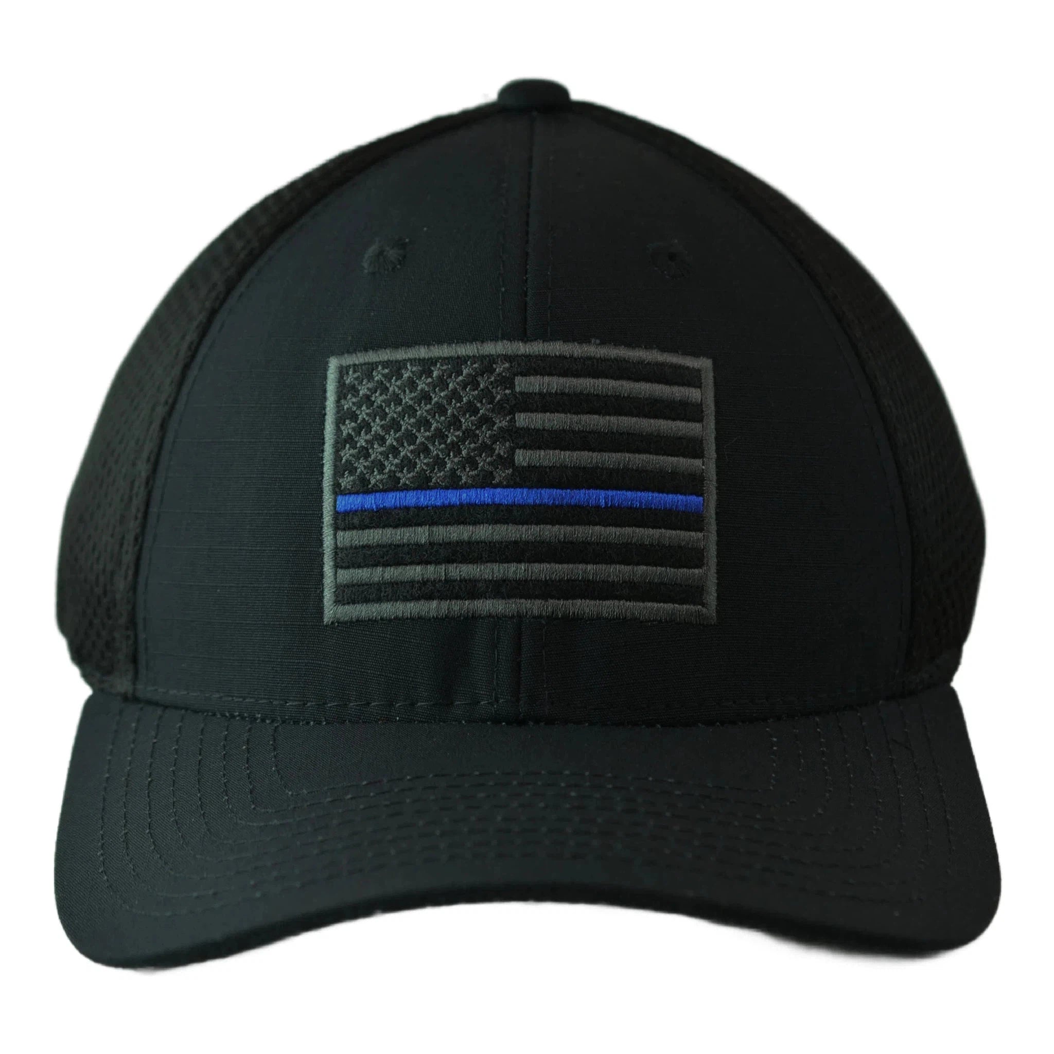 Thin Blue Line Flag FlexFit Airmesh Support Law Enforcement / Police Ripstop Tactical Hat by Rapid Dominance