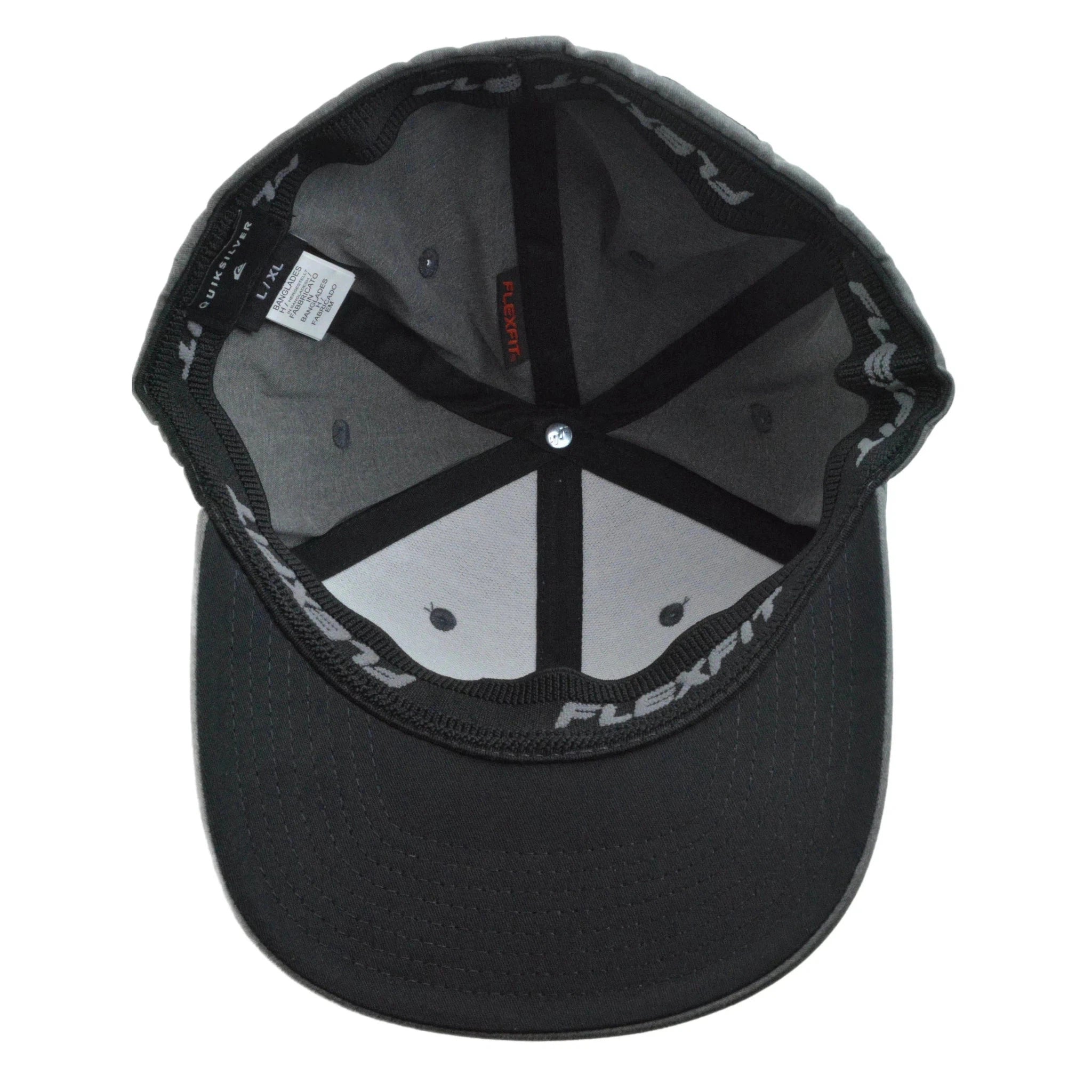 Quiksilver Surf Style Sidestay Logo Charcoal Gray & Black Flex FIt Hat