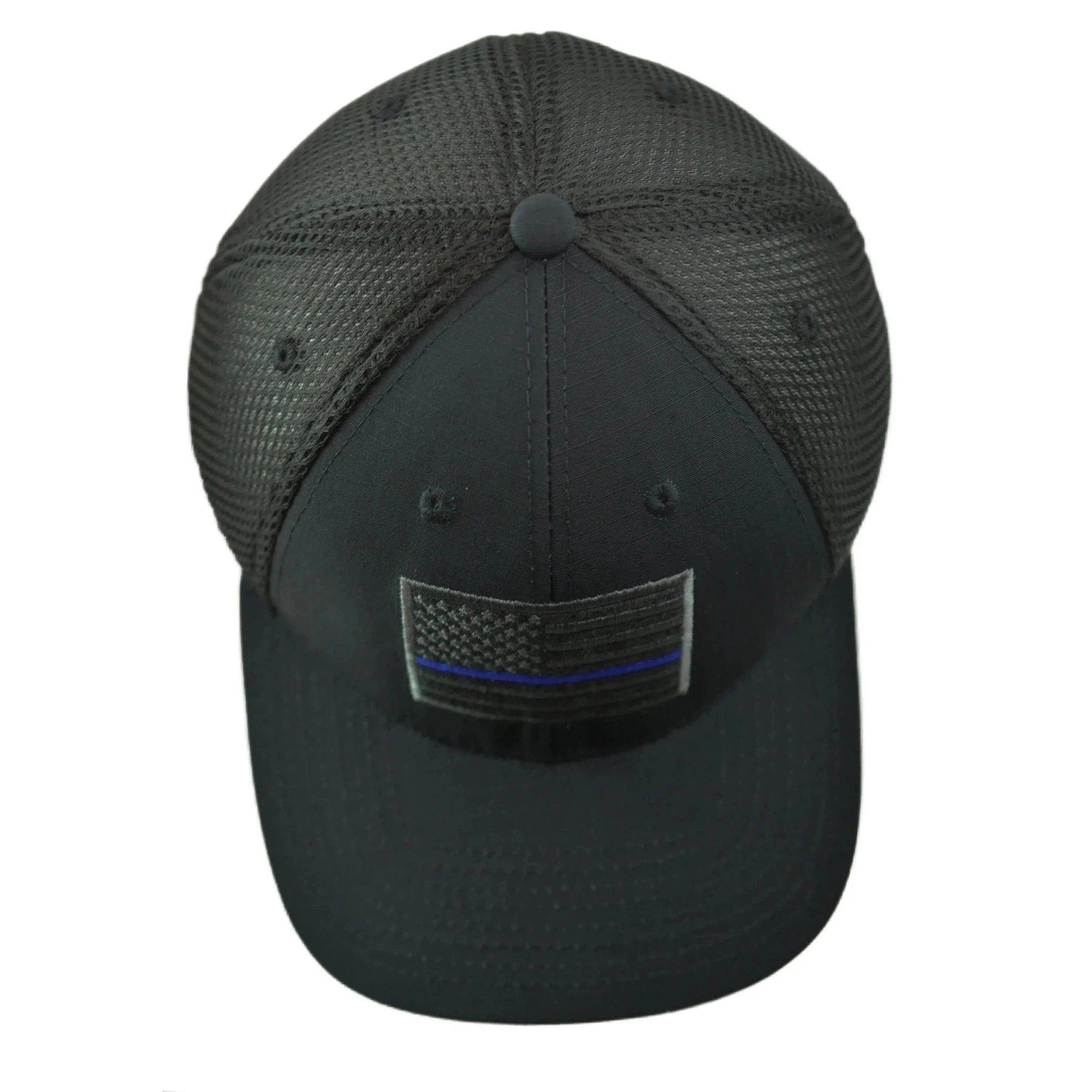 Thin Blue Line Flag FlexFit Airmesh Support Law Enforcement / Police Ripstop Tactical Hat by Rapid Dominance