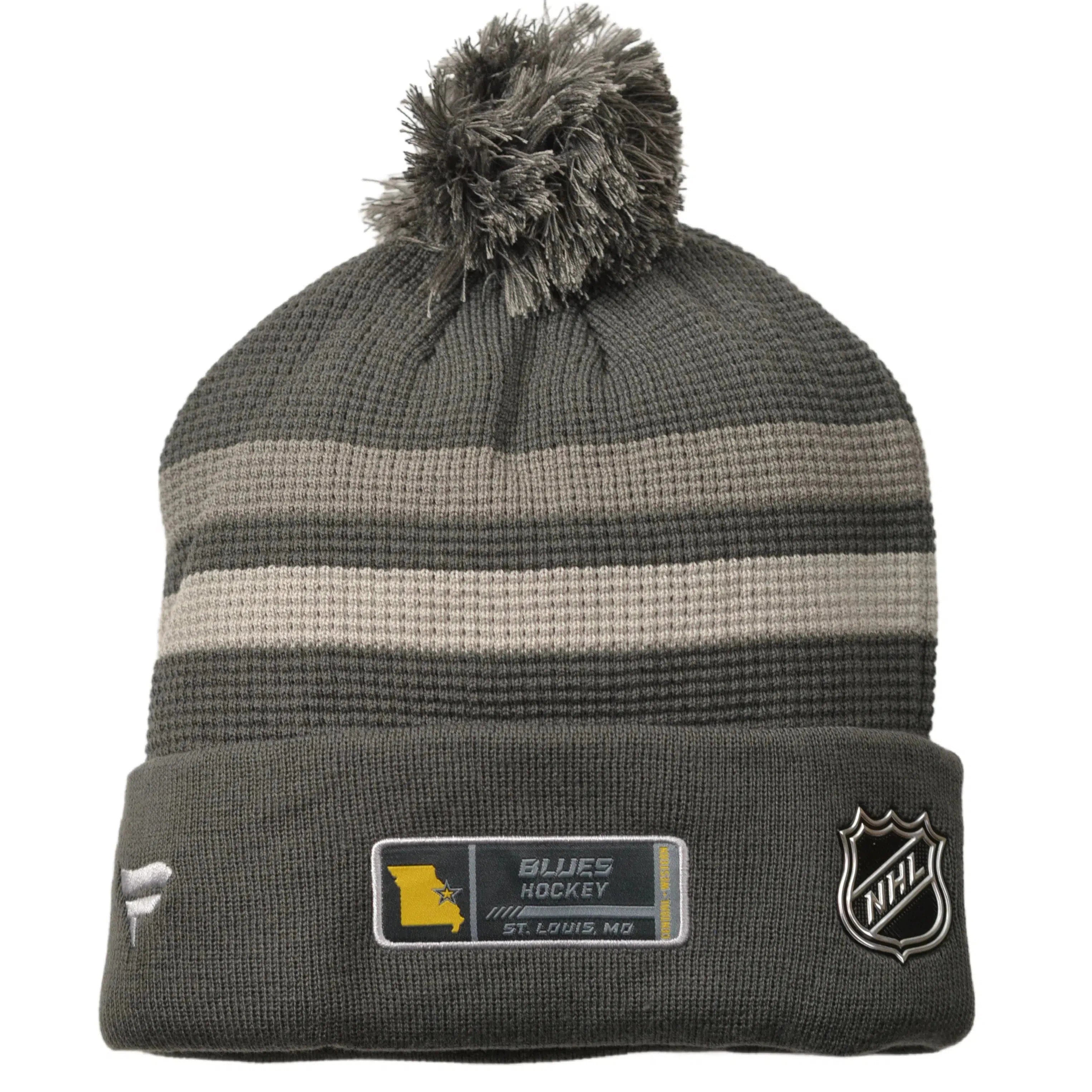 St. Louis Blues NHL Home Ice Knit Gray Beanie Winter Hat with Pom