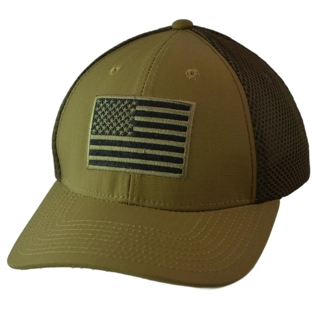 United States USA Tonal Flag Coyote Tactical AirMesh Ripstop Hat by Rapid Dominance