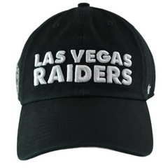 Las Vegas Raiders NFL Team Black Script Logo Clean Up Adjustable Dad Hat Cap by '47